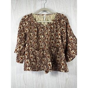 Kate Quinn Organic Cotton‎ Floral Blouse M Button Pockets Boho NWT